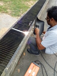 During welding